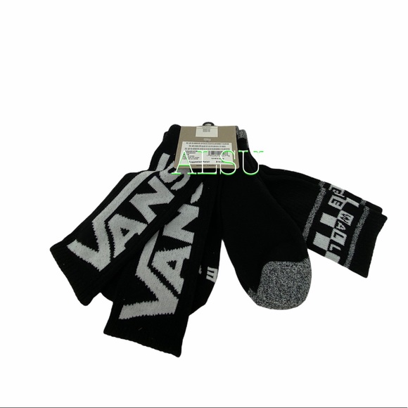 VANS Men’s Crew 2 pack Socks Black, size 9-13 - Picture 2 of 8